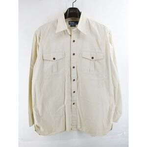 Polo Ralph Lauren Shirt Mens Large Khaki Tobias Workshirt Button Up Pockets